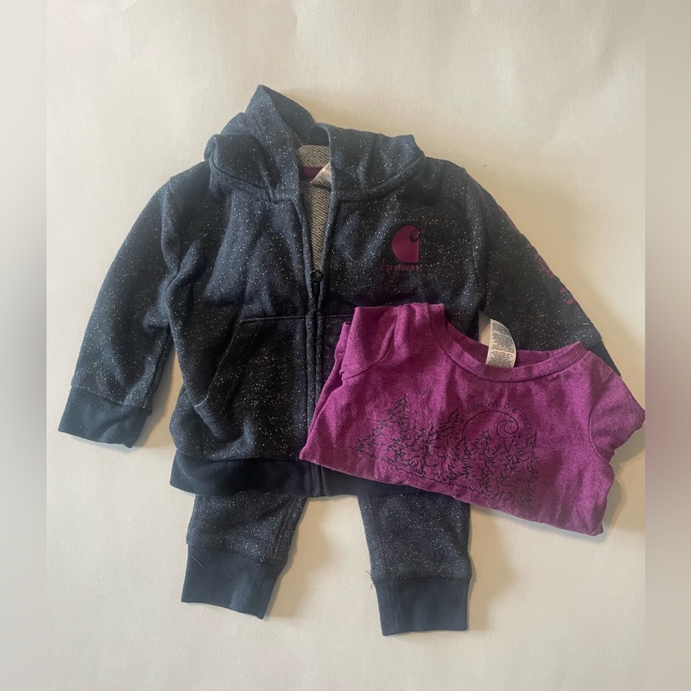 3 piece baby girl carhartt set